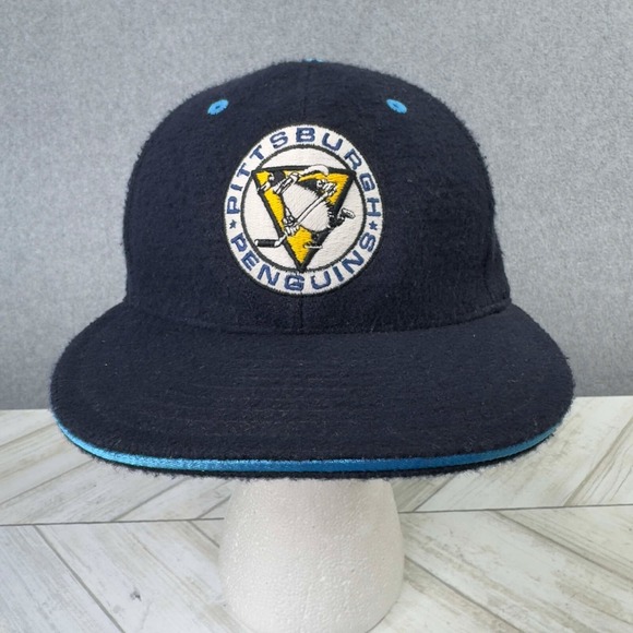 Pittsburgh Penguins Mitchell & Ness Wool Fitted Hat Size 7 3/8 59CM NHL Hockey - Picture 1 of 6